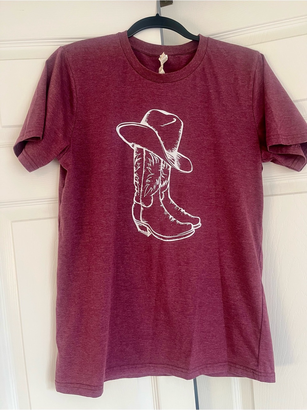Women’s Short Sleeve Tee - Heather Mauve Cowboy Graphic